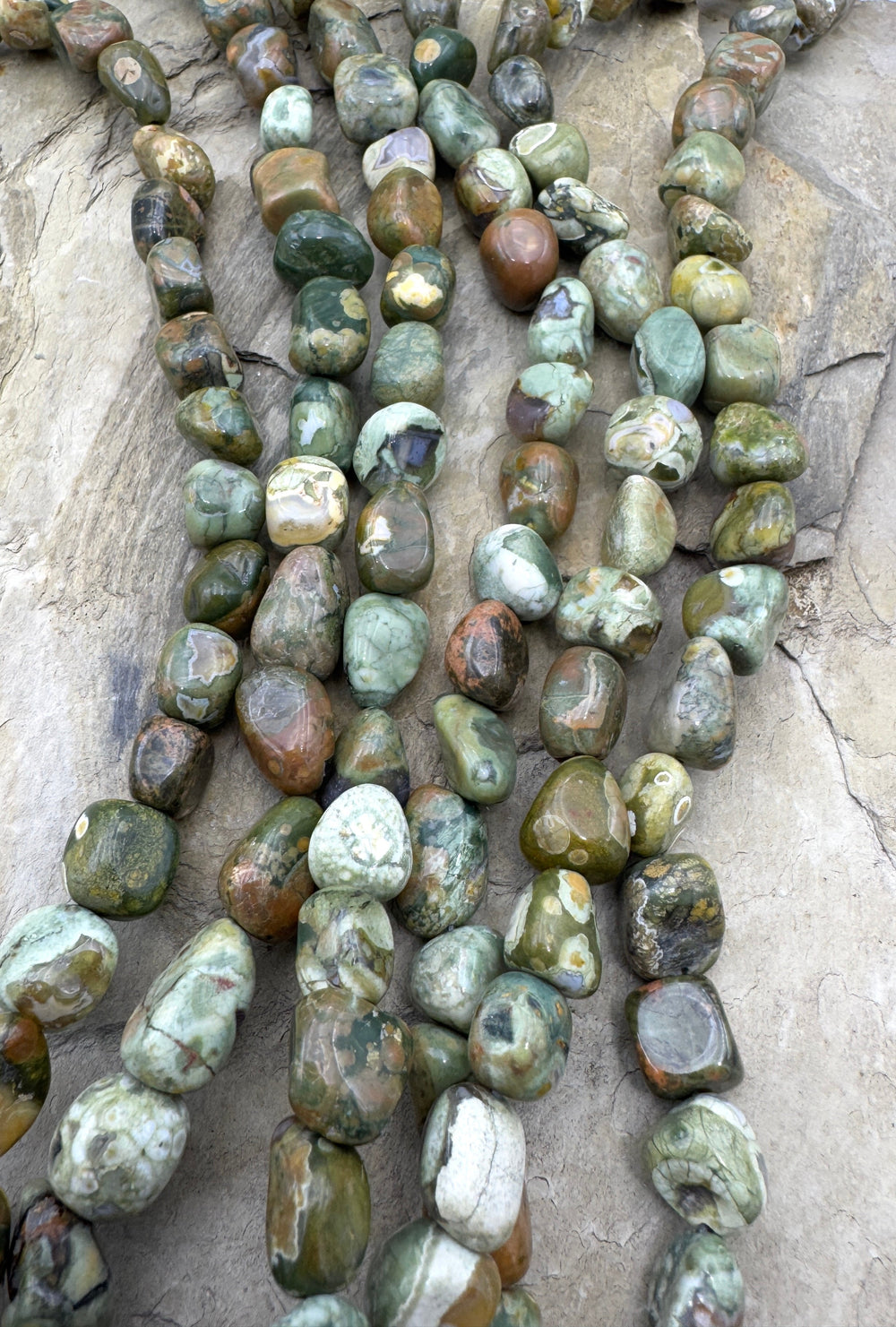 Rhyolite 10-12mm Nugget Bead Strand 16 inch Strand