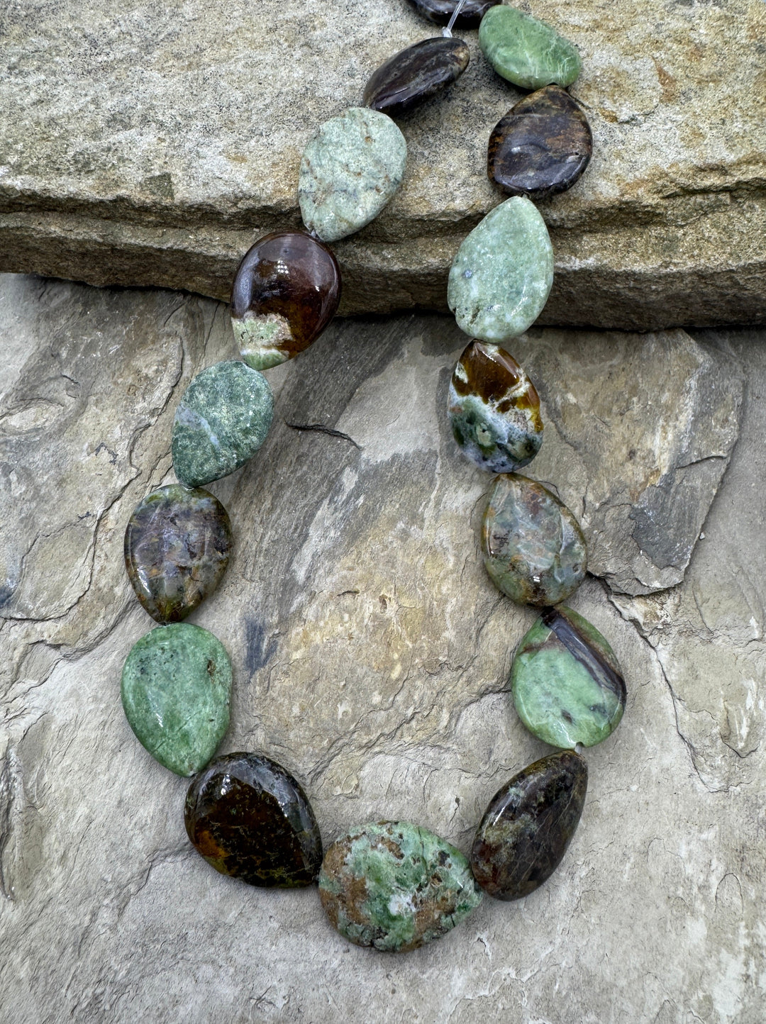 Rhyolite Flat Teardrop 18x25mm Bead Strand 16 Inch Strand
