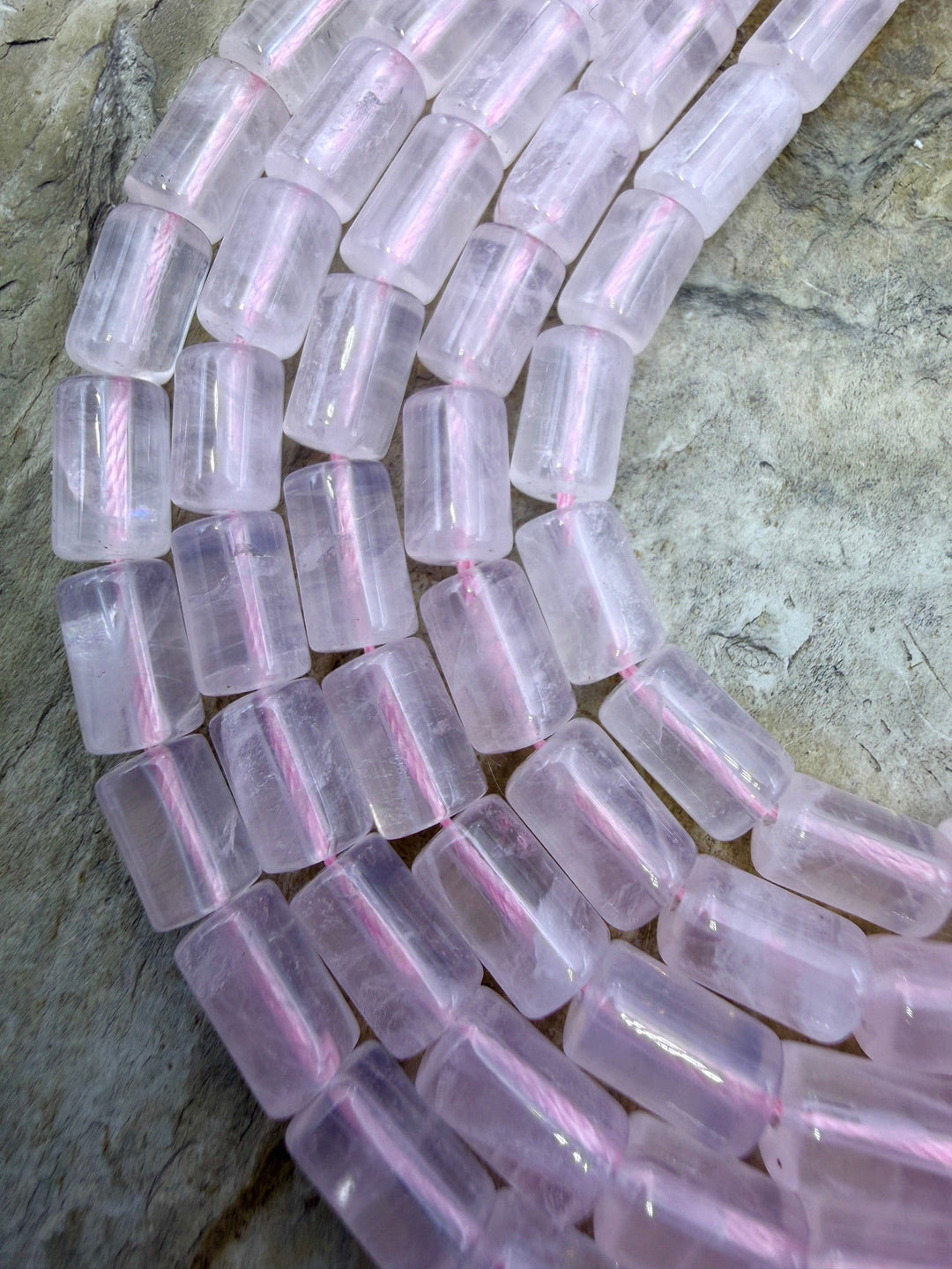 Rose Quartz 6x10mm Tube Beads 15 inch strand/38 Beads