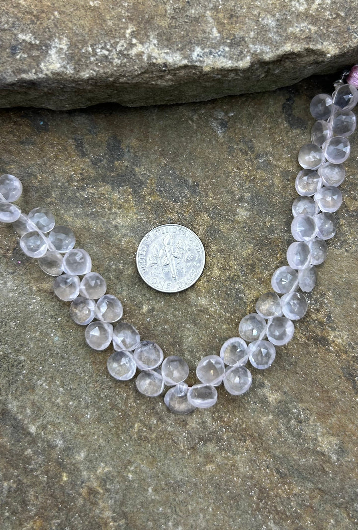 Rose Quartz Faceted Tear Drop Beads 7mm 8 Inch Strand/54