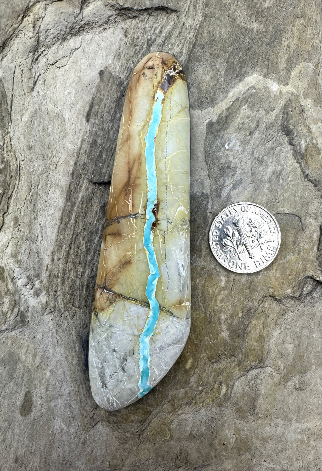 Royston Ribbon Turquoise (NV) HUGE Freeform Cabochon