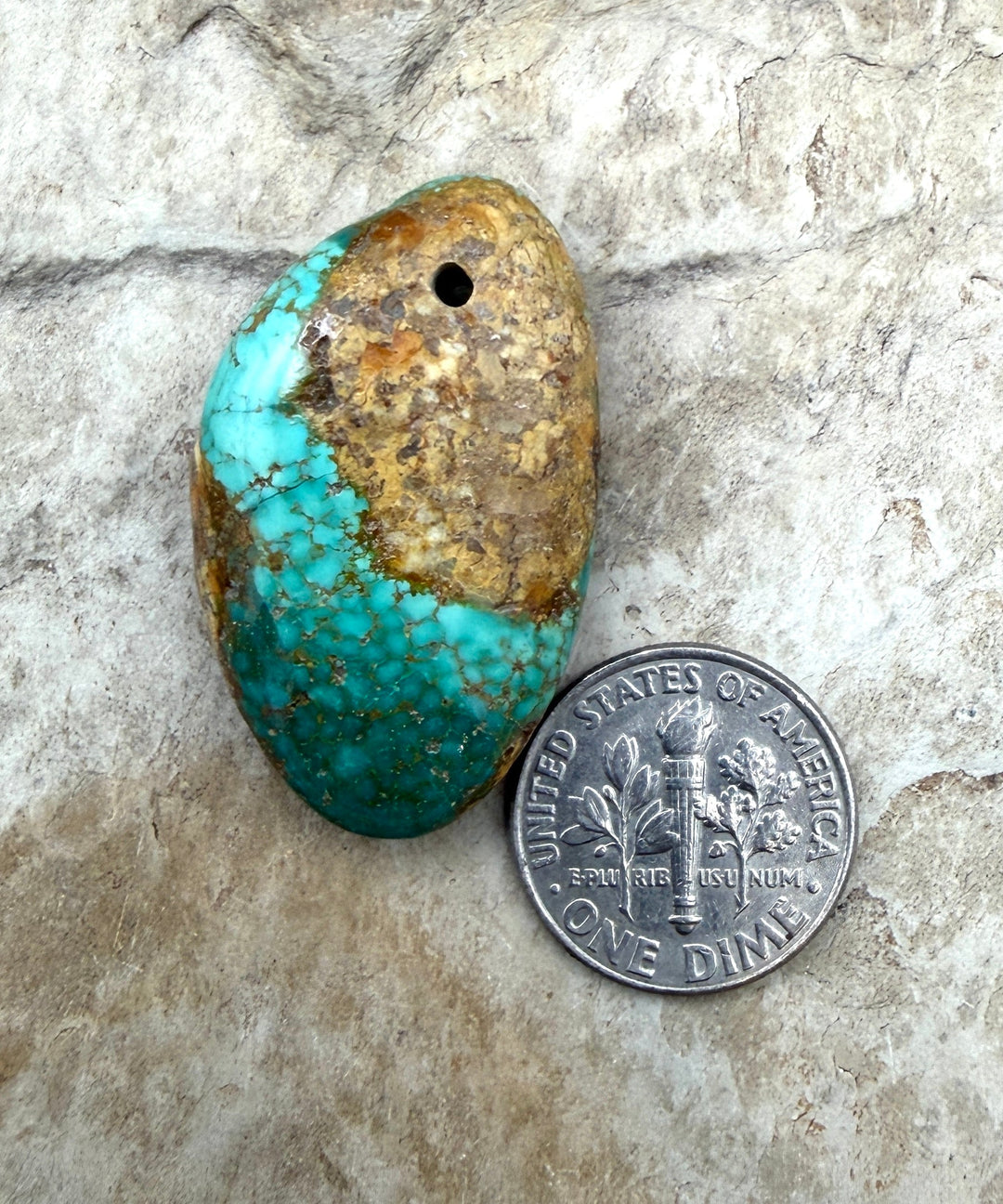 Royston Turquoise (Nevada) Focal Pendant Bead 21x33x9mm
