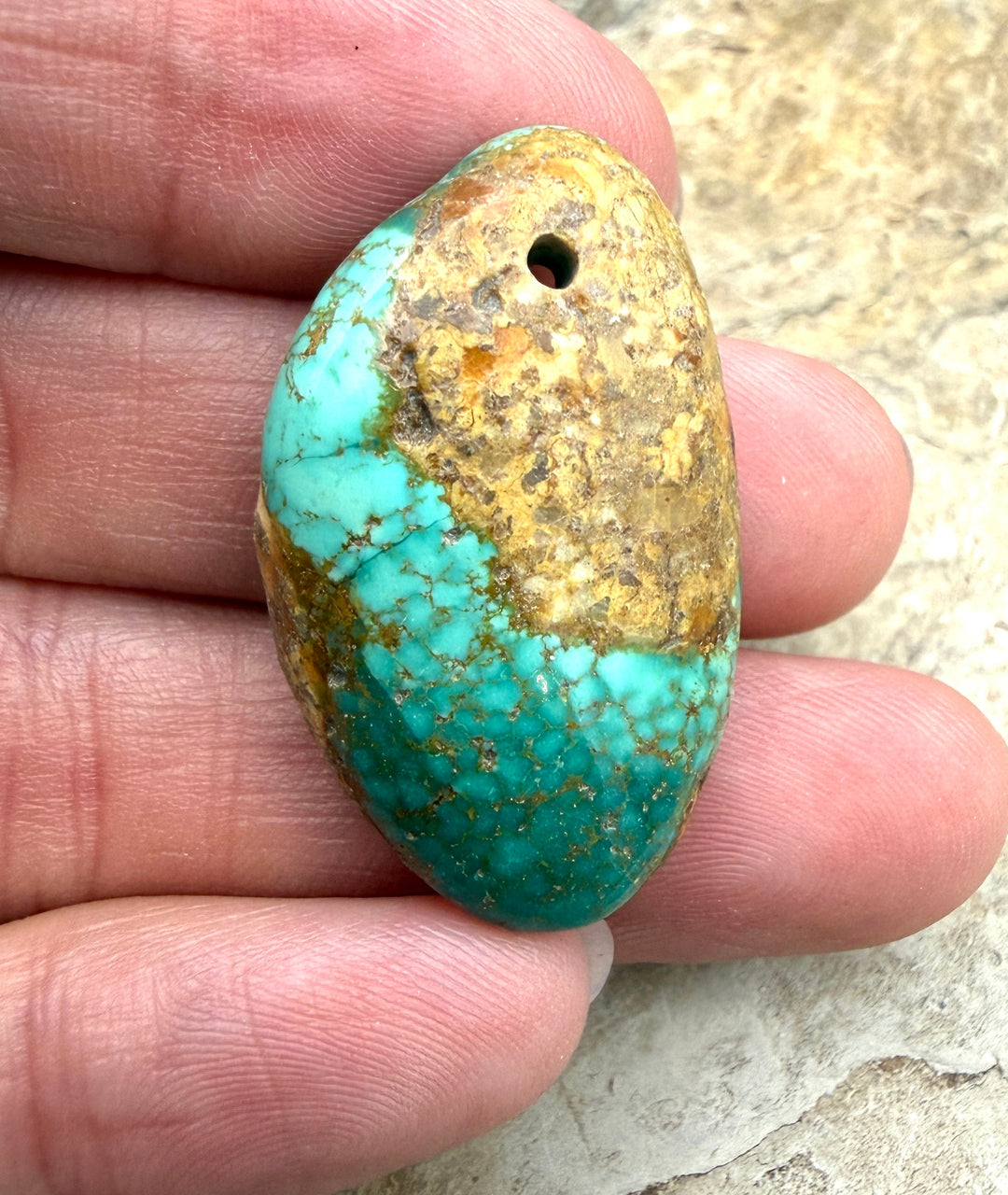 Royston Turquoise (Nevada) Focal Pendant Bead 21x33x9mm