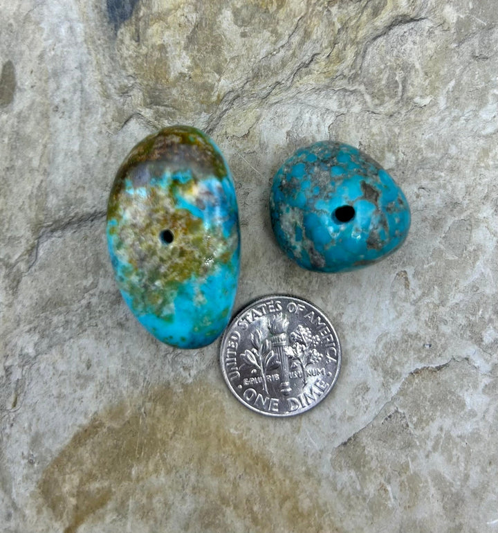 Royston Turquoise (Nevada) Lot of 2 Large Hole Bead Set