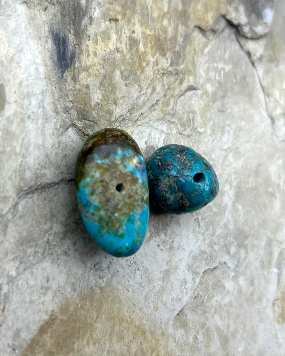 Royston Turquoise (Nevada) Lot of 2 Large Hole Bead Set