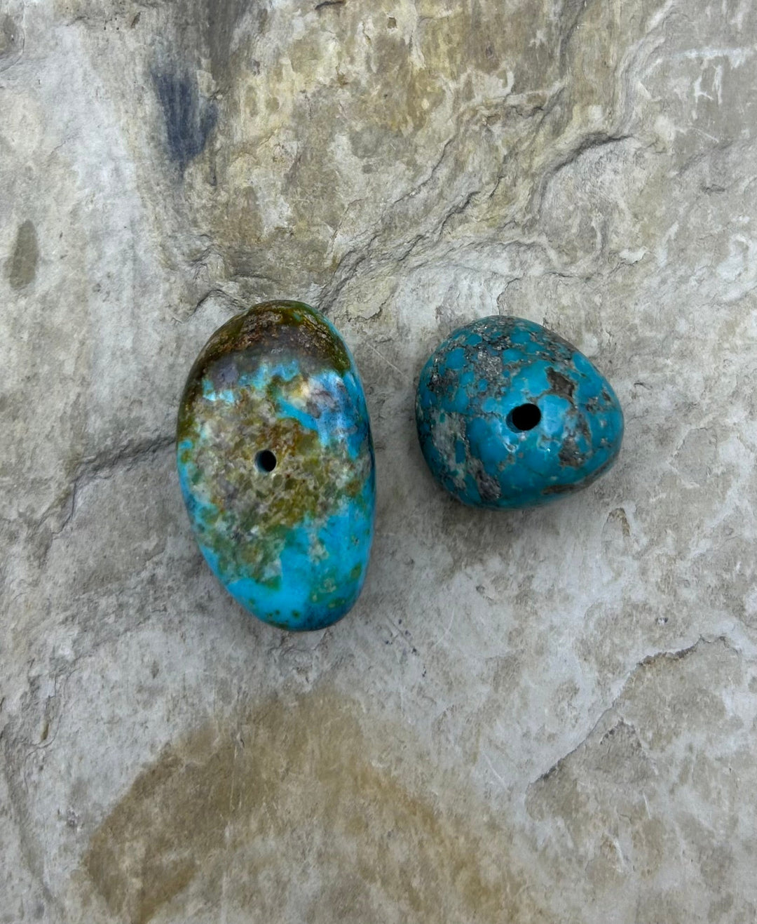 Royston Turquoise (Nevada) Lot of 2 Large Hole Bead Set