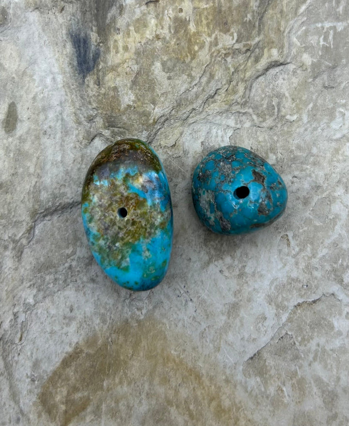 Royston Turquoise (Nevada) Lot of 2 Large Hole Bead Set