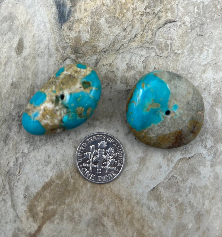 Royston Turquoise (Nevada) Lot of 2 (Large Hole) Beads
