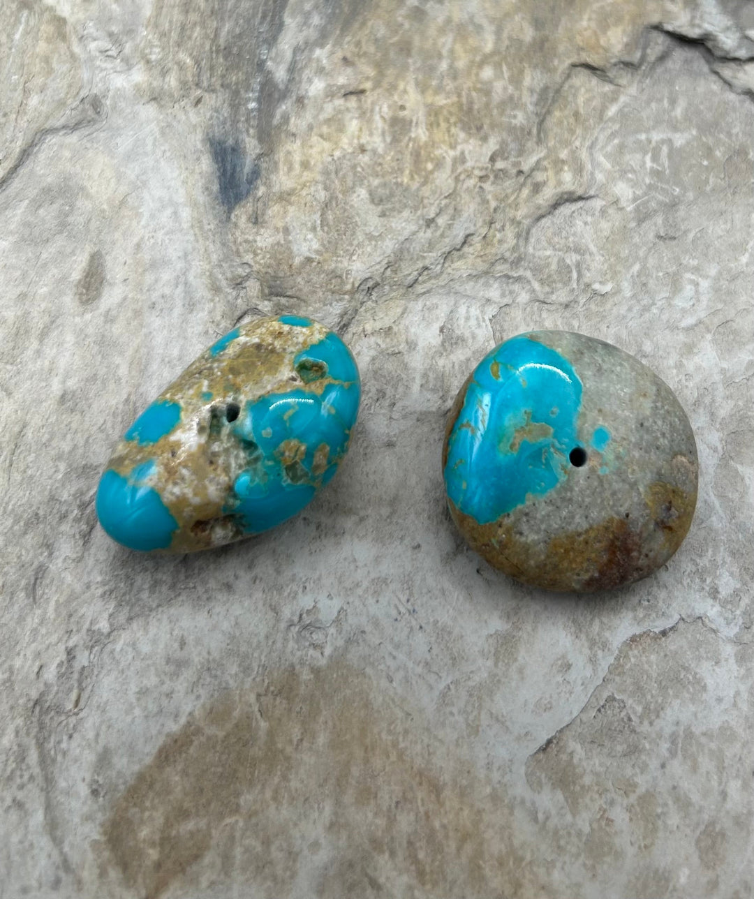 Royston Turquoise (Nevada) Lot of 2 (Large Hole) Beads