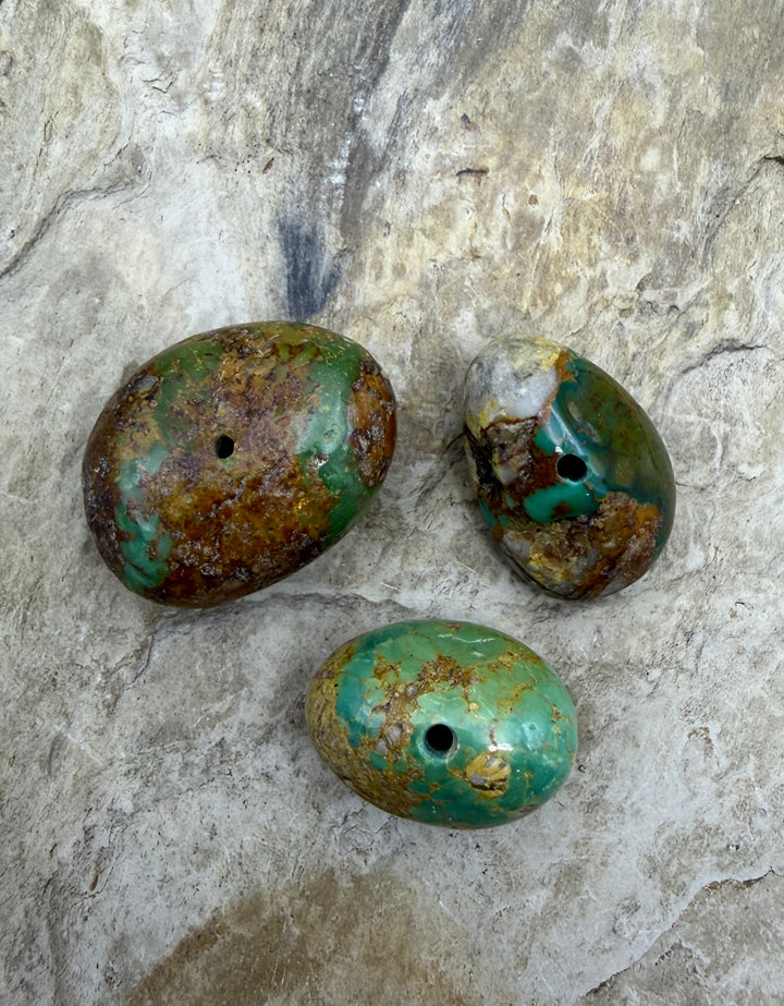 Royston Turquoise (Nevada) Lot of 3 BIG (Large Hole) Beads