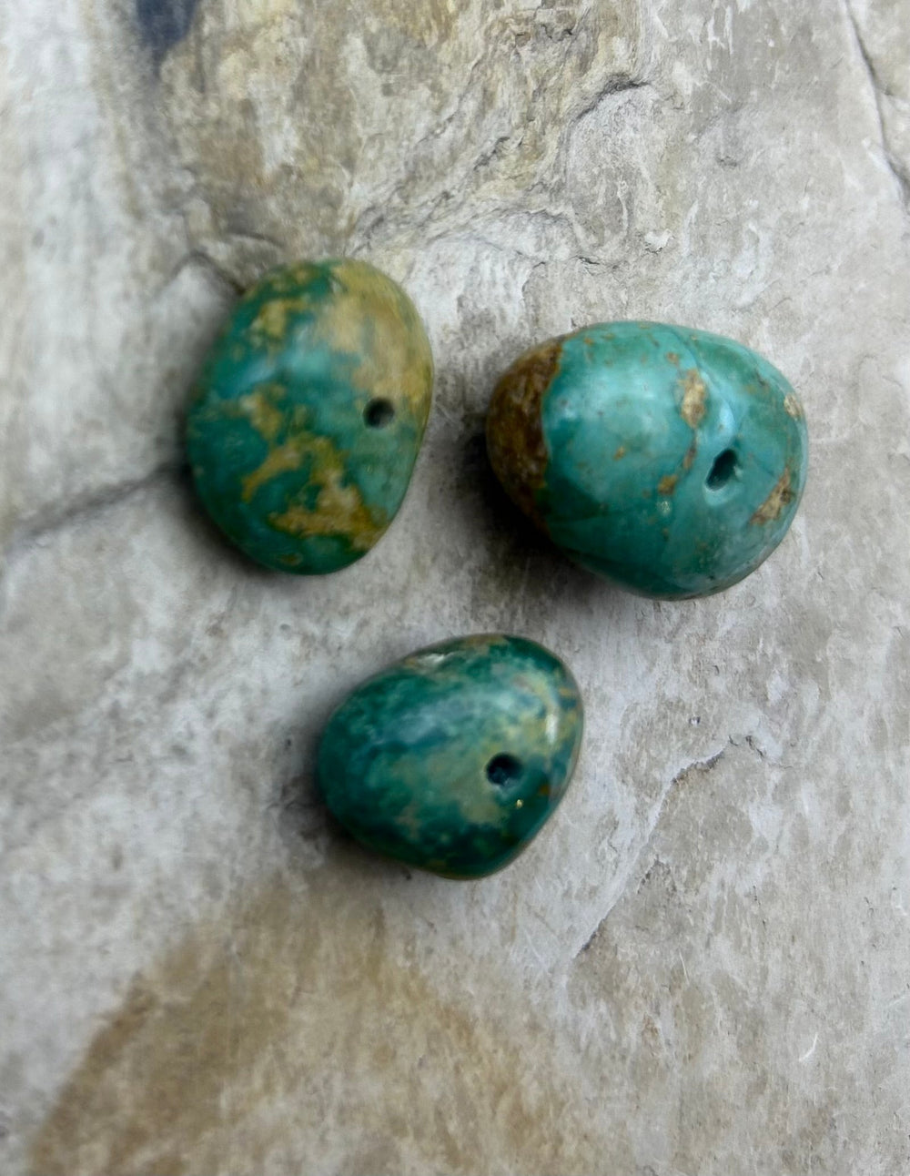 Royston Turquoise (Nevada) Lot of 3 Large Hole Bead Set