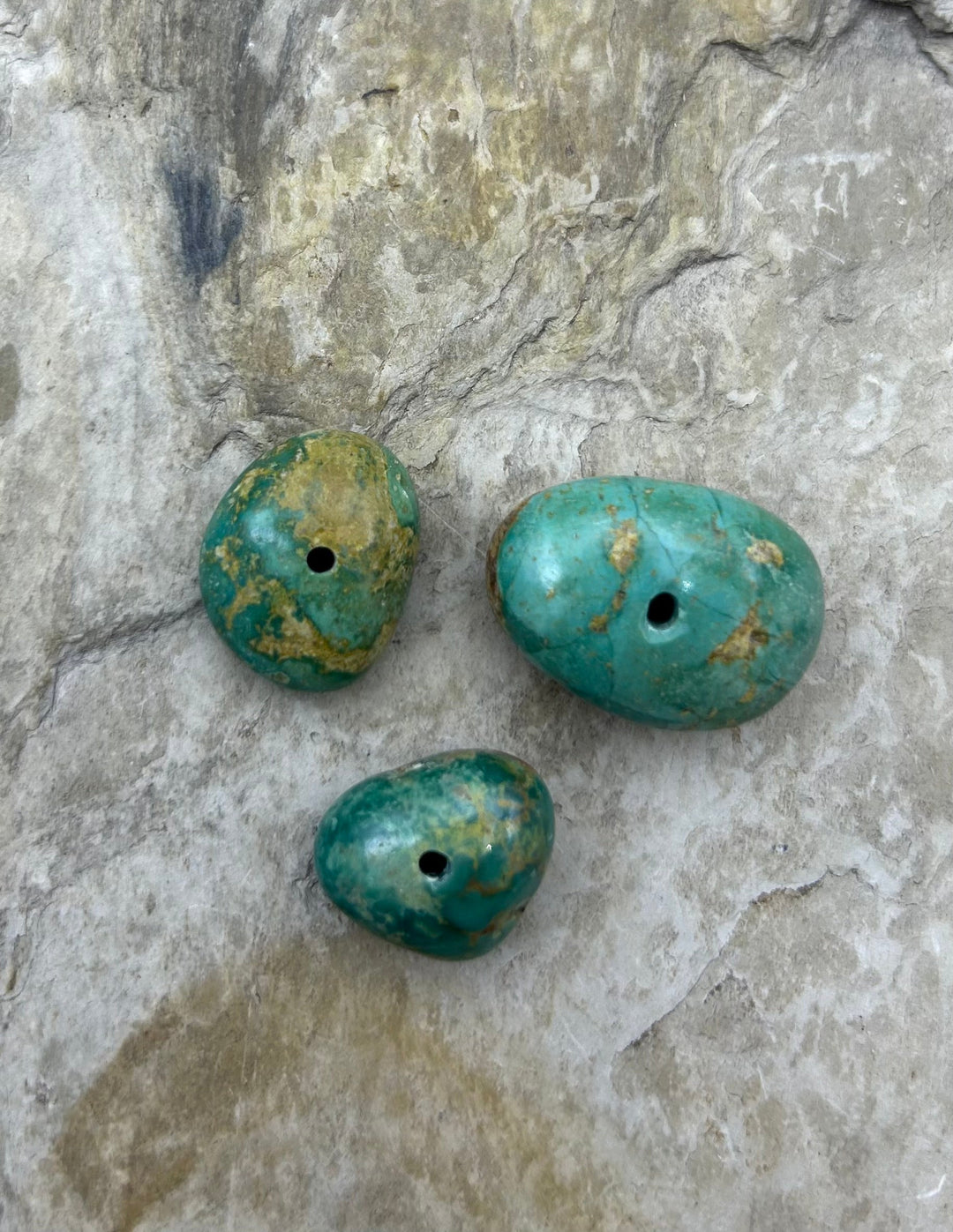 Royston Turquoise (Nevada) Lot of 3 Large Hole Bead Set