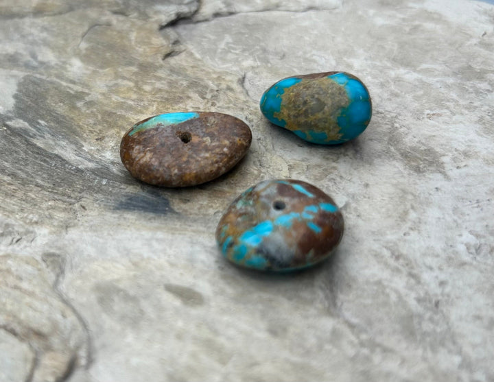 Royston Turquoise (Nevada) Lot of 3 (Large Hole) Beads