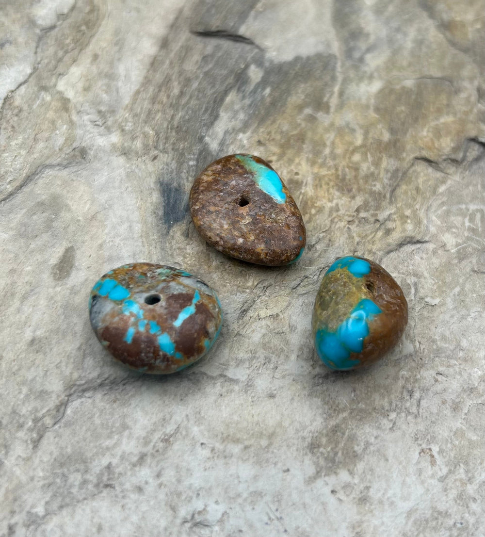 Royston Turquoise (Nevada) Lot of 3 (Large Hole) Beads