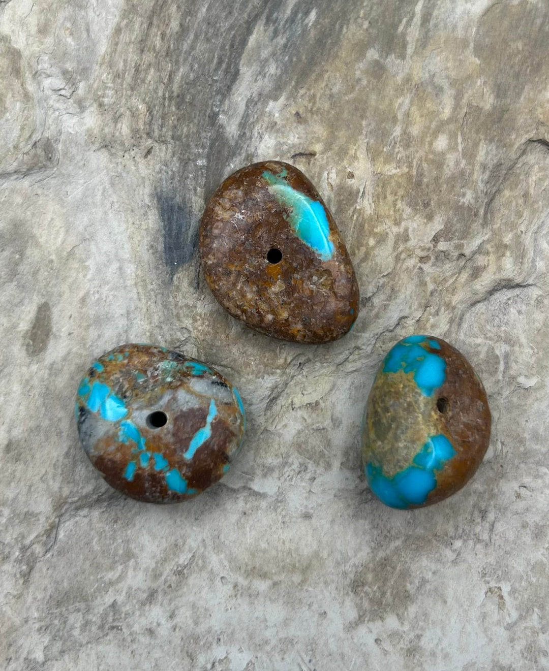 Royston Turquoise (Nevada) Lot of 3 (Large Hole) Beads