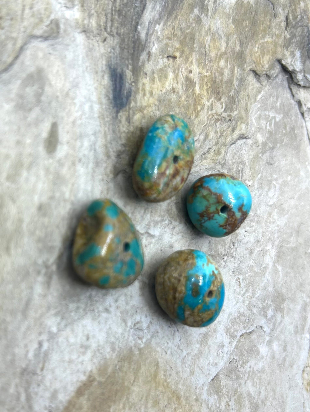 Royston Turquoise (Nevada) Lot of 4 Large Hole Bead Set