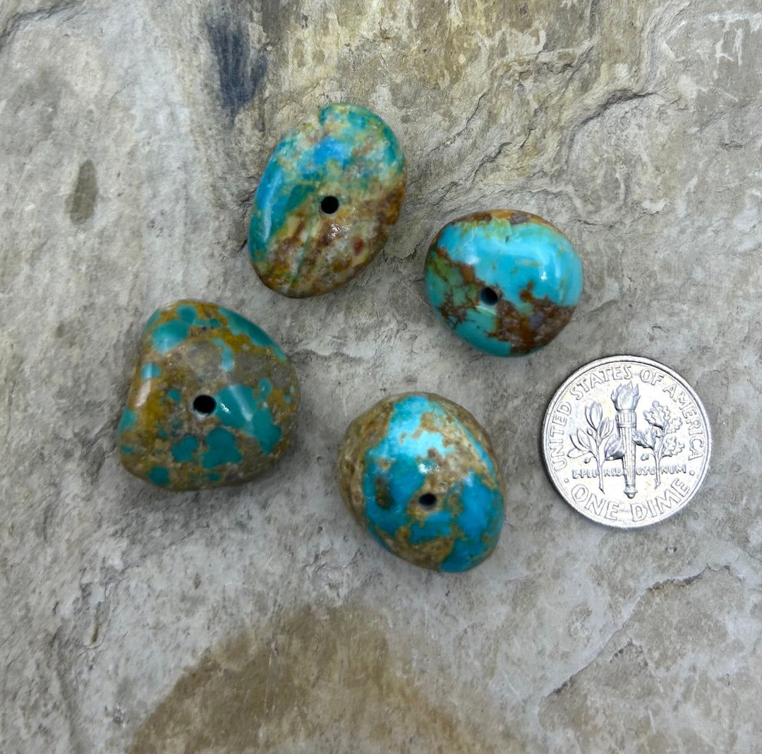 Royston Turquoise (Nevada) Lot of 4 Large Hole Bead Set