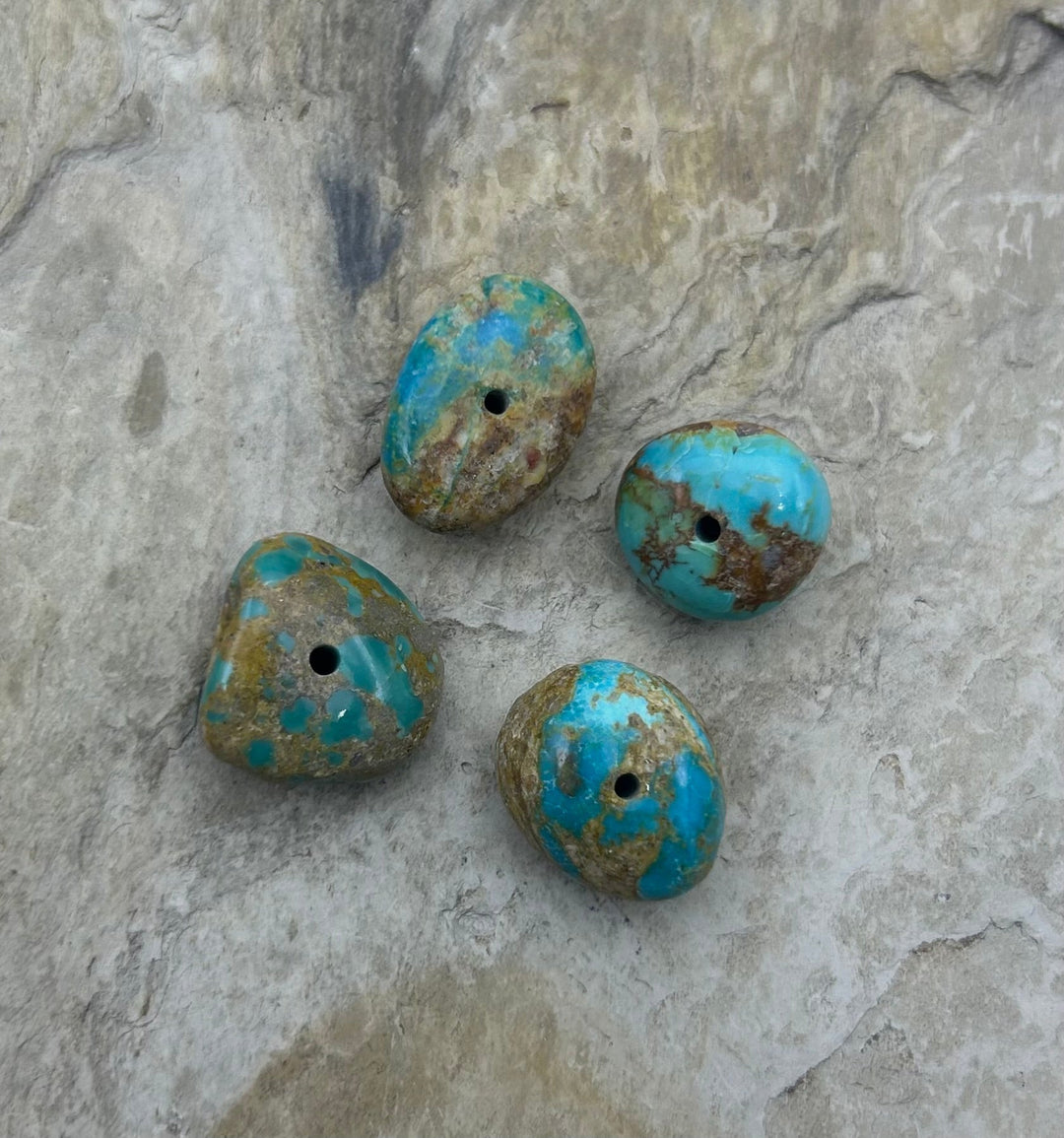 Royston Turquoise (Nevada) Lot of 4 Large Hole Bead Set