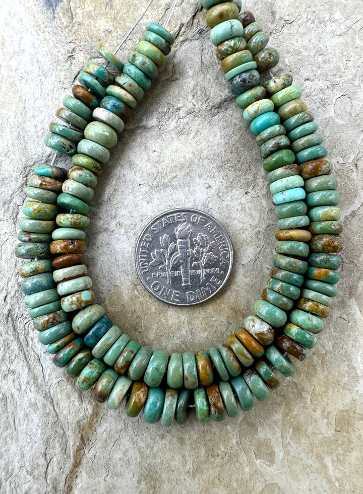 Royston Turquoise (NV) 6mm Button Beads 6 Inch Strand/66 70