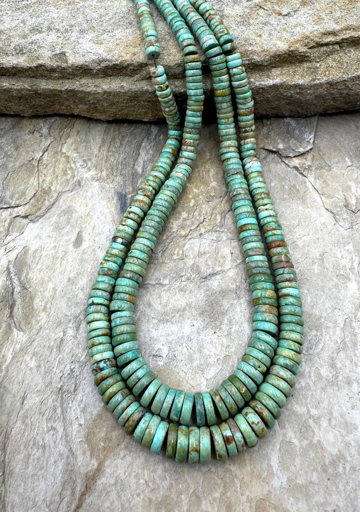 Royston Turquoise (NV) Graduated Button Bead Strand 4 8mm