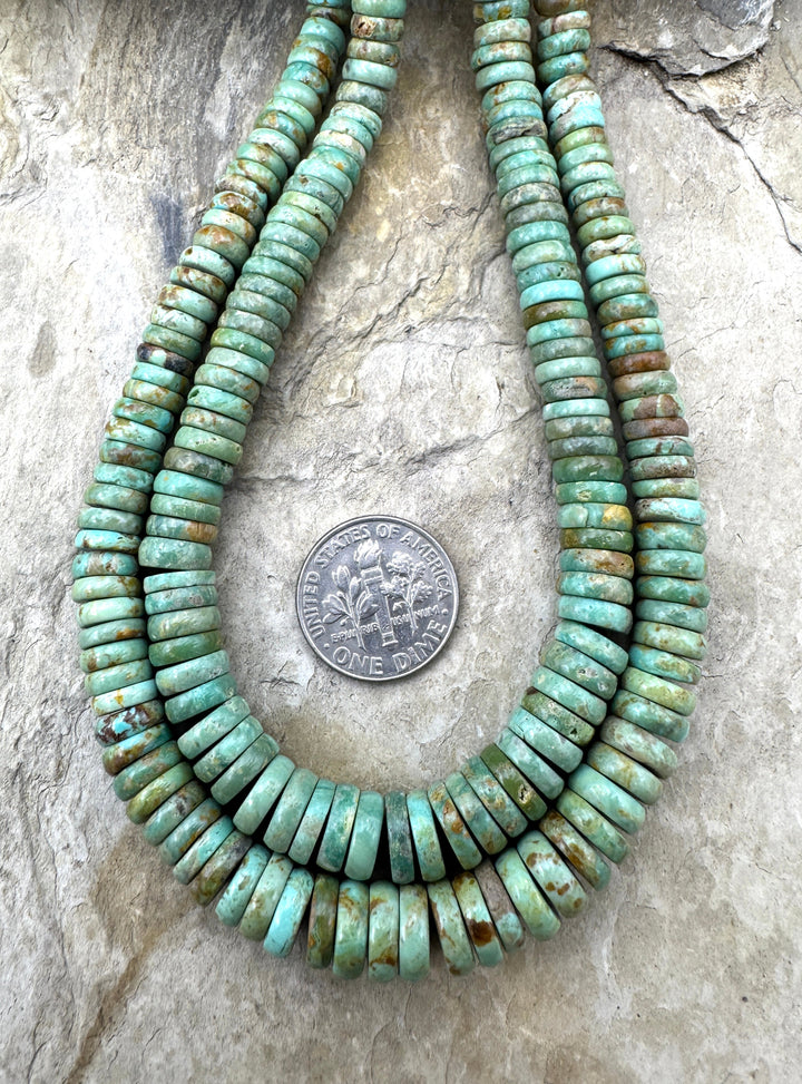 Royston Turquoise (NV) Graduated Button Bead Strand 4 8mm
