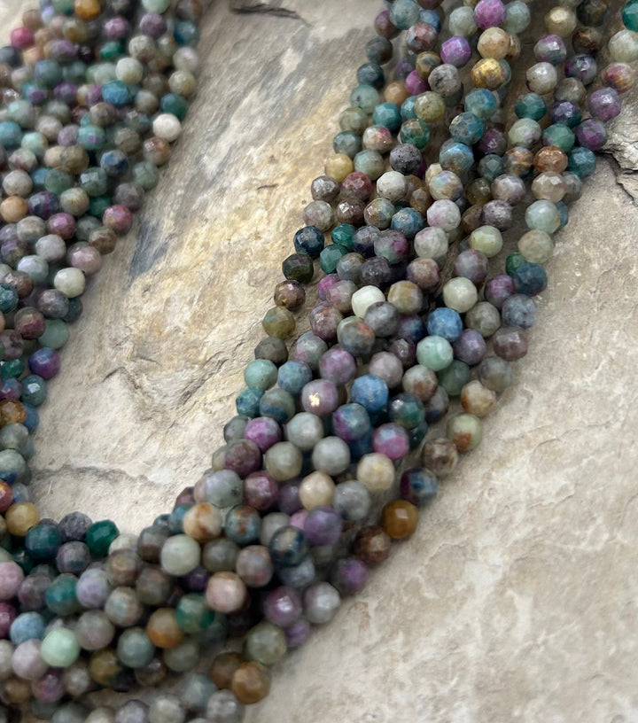 Ruby Fuchsite Micro Faceted Beads 4mm 16 inch Strand