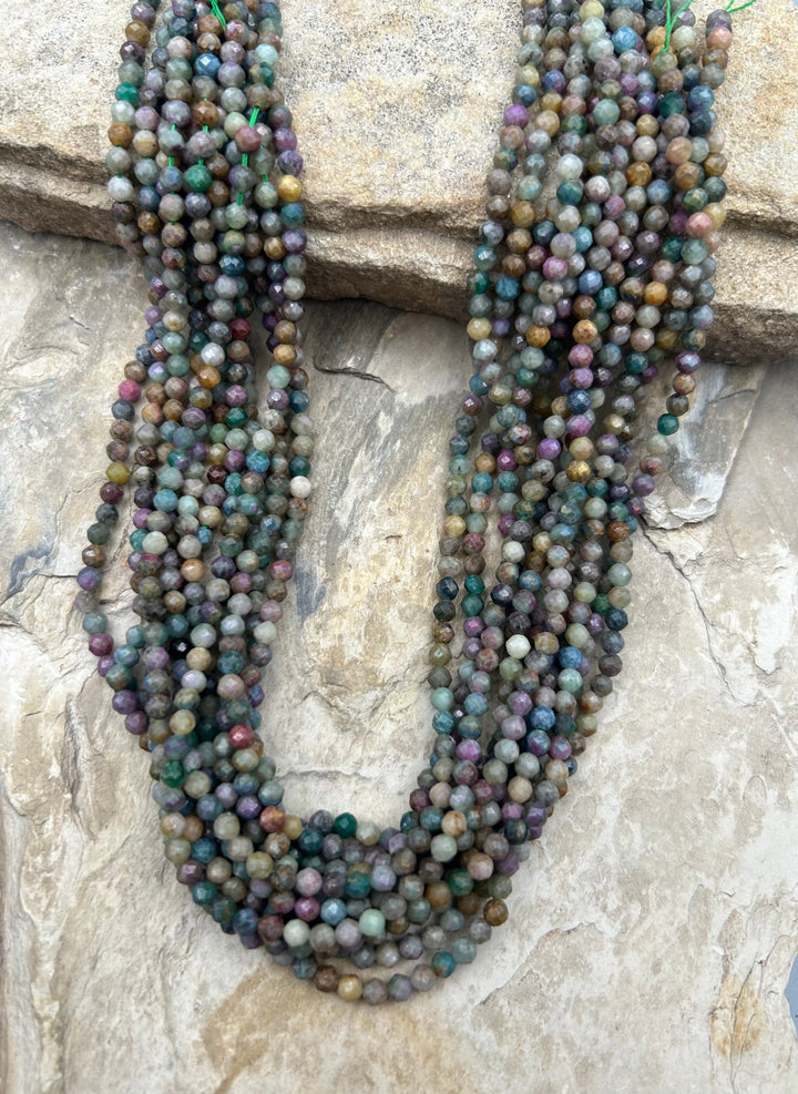 Ruby Fuchsite Micro Faceted Beads 4mm 16 inch Strand