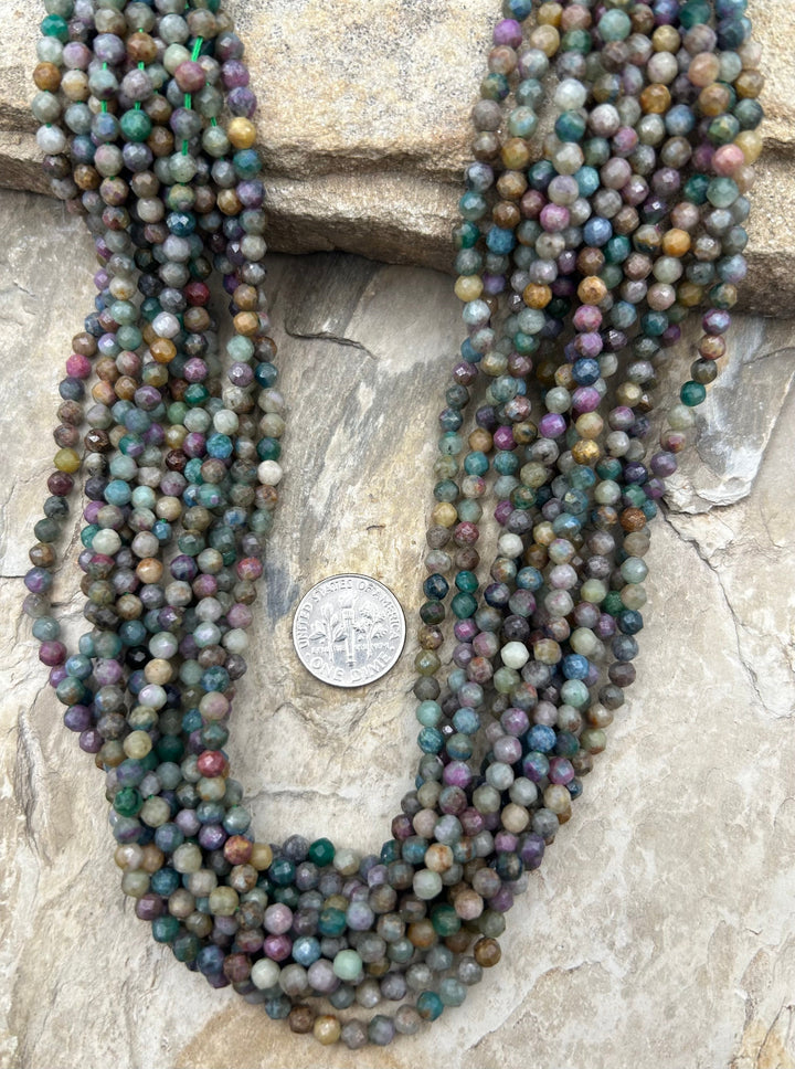 Ruby Fuchsite Micro Faceted Beads 4mm 16 inch Strand