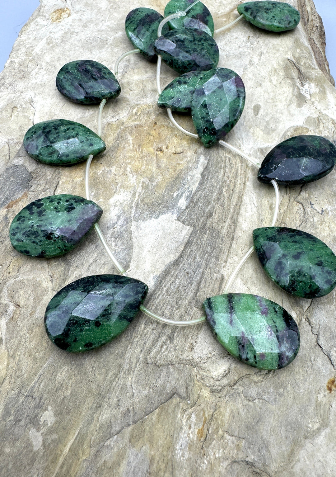 Ruby Zoisite Faceted 20x30mm faceted teardrop beads 13 bead