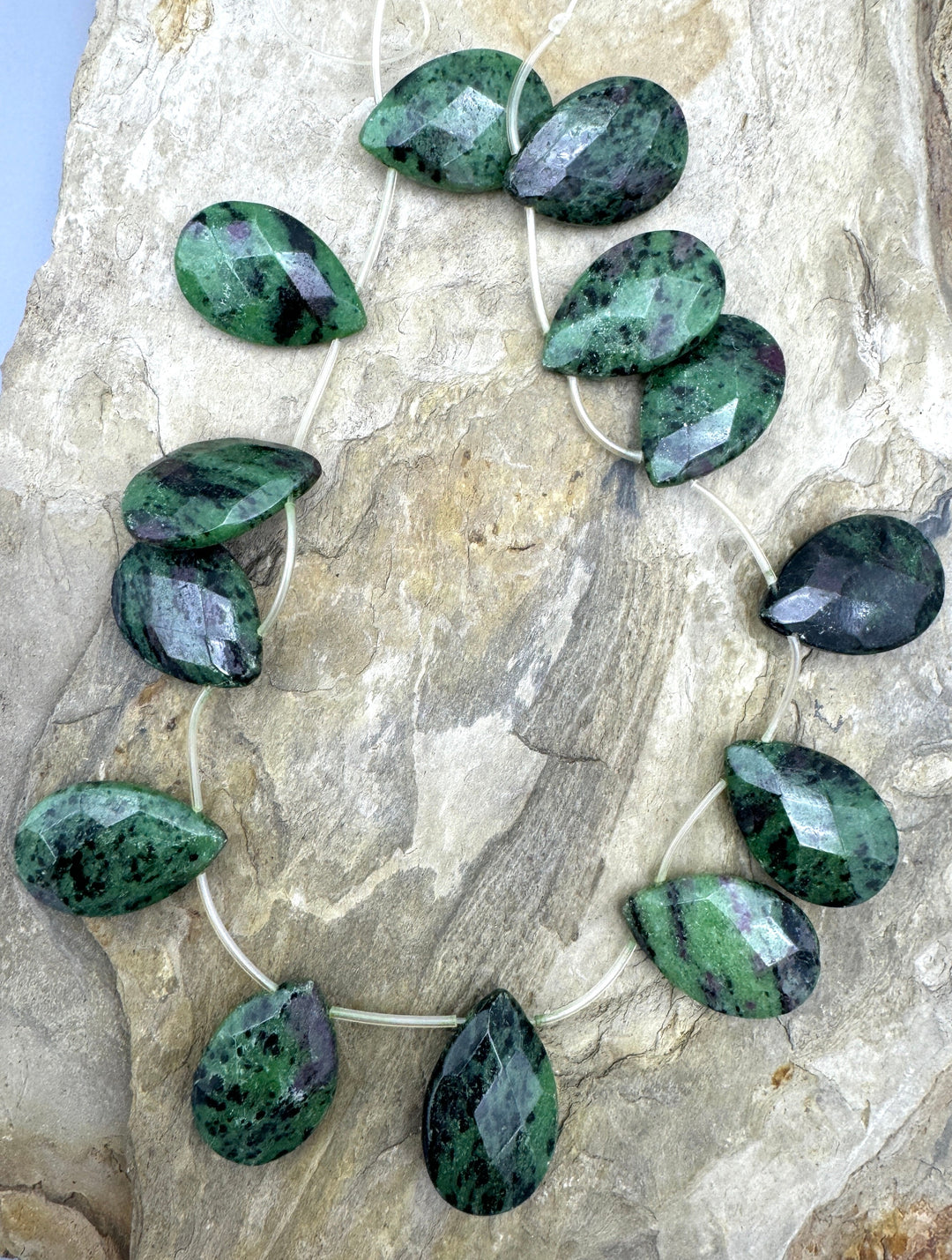 Ruby Zoisite Faceted 20x30mm faceted teardrop beads 13 bead