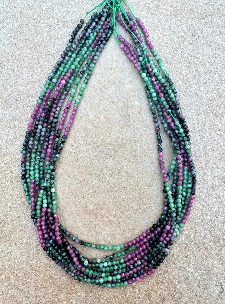 Ruby Zoisite Micro Faceted 3mm rounds beads strands 16 inch