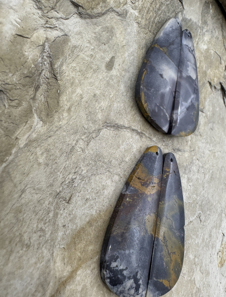 Sci-Fi Jasper (Mexico) BIG Earring Slab Bead Pair Select