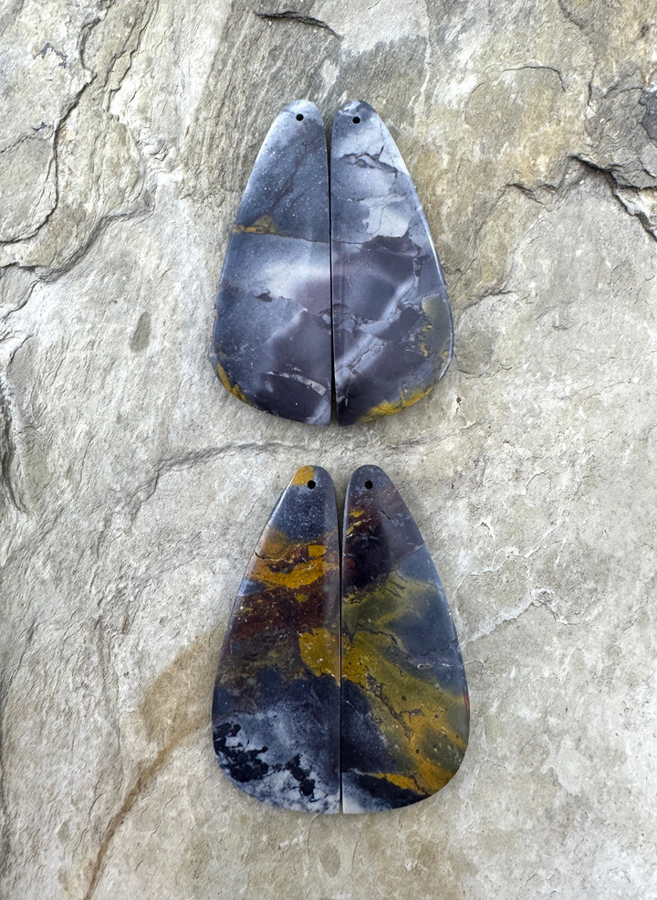 Sci-Fi Jasper (Mexico) BIG Earring Slab Bead Pair Select