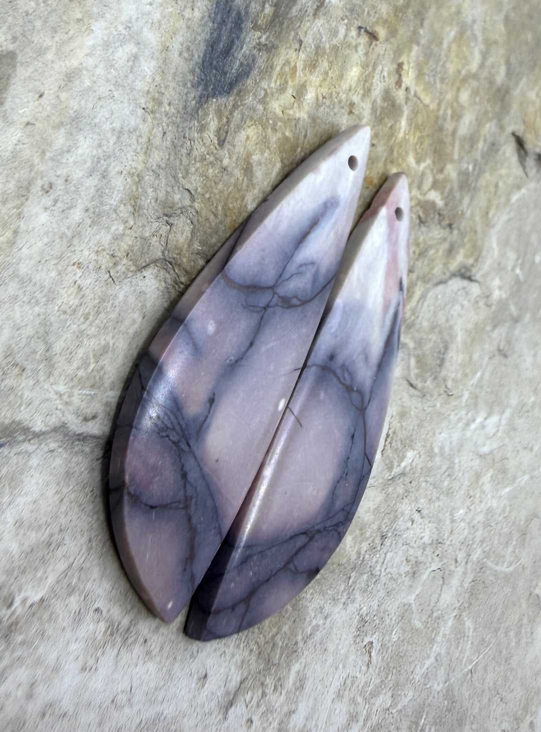 Sci-Fi Jasper (Mexico) Earring Slab Bead Pair 14x43mm