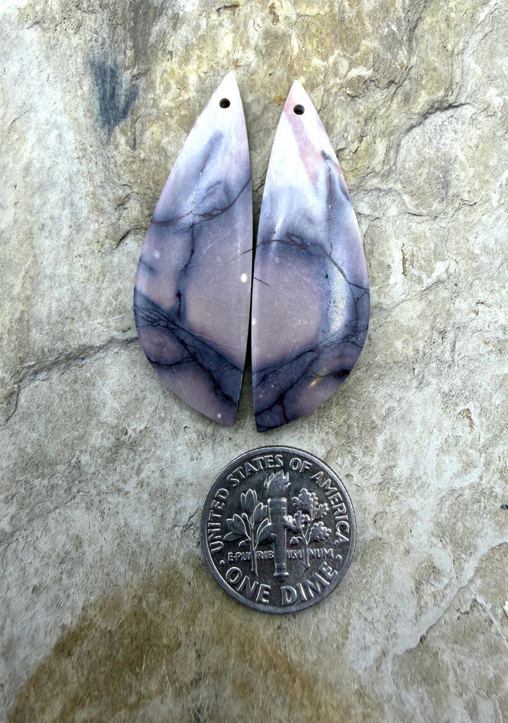 Sci-Fi Jasper (Mexico) Earring Slab Bead Pair 14x43mm