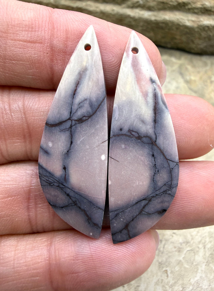 Sci-Fi Jasper (Mexico) Earring Slab Bead Pair 14x43mm