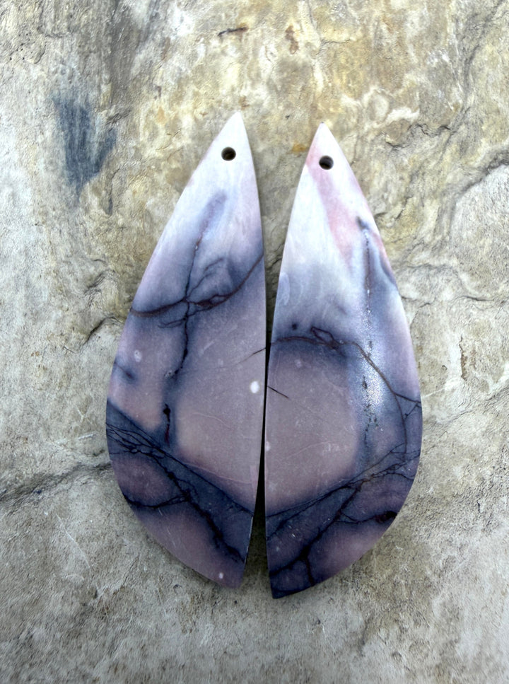 Sci-Fi Jasper (Mexico) Earring Slab Bead Pair 14x43mm