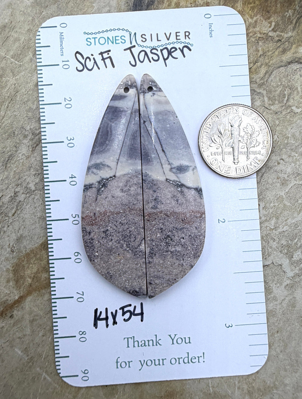 Sci-Fi Jasper (Mexico) Earring Slab Bead Pair 14x54mm