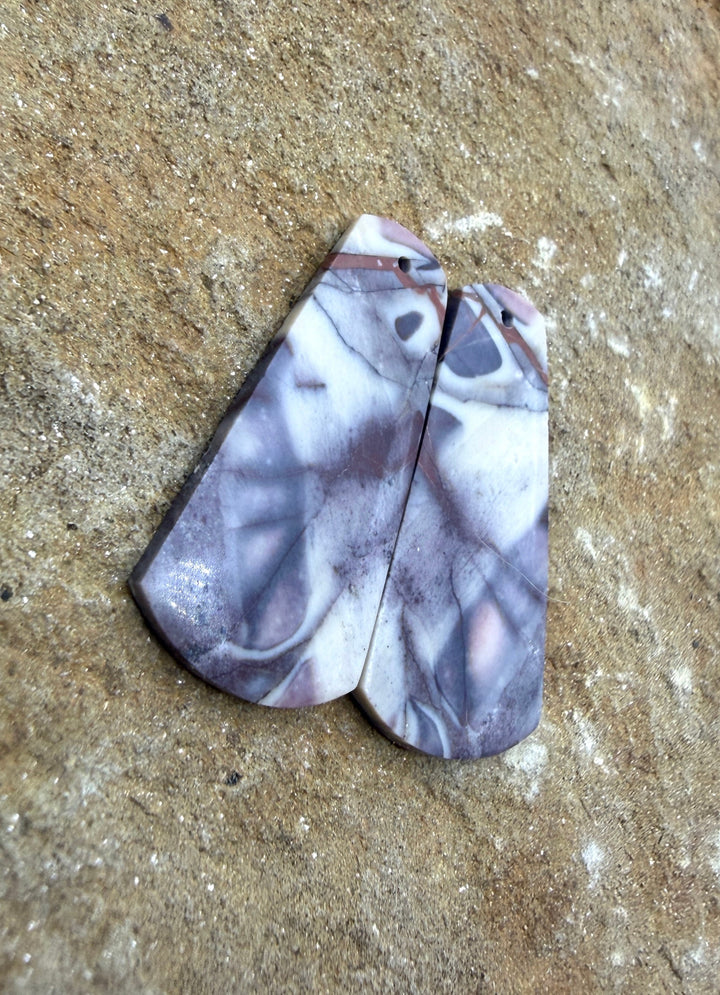 Sci-Fi Jasper (Mexico) Earring Slab Bead Pair 15x31mm