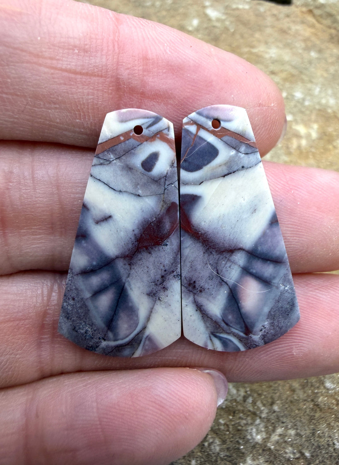 Sci-Fi Jasper (Mexico) Earring Slab Bead Pair 15x31mm