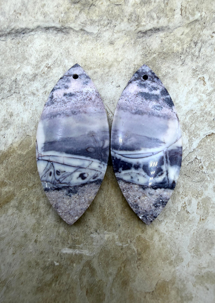 Sci-Fi Jasper (Mexico) Earring Slab Bead Pair 16x38mm