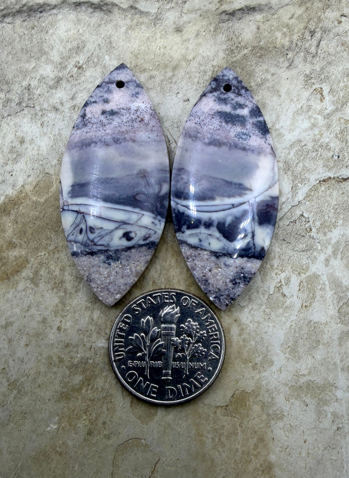 Sci-Fi Jasper (Mexico) Earring Slab Bead Pair 16x38mm