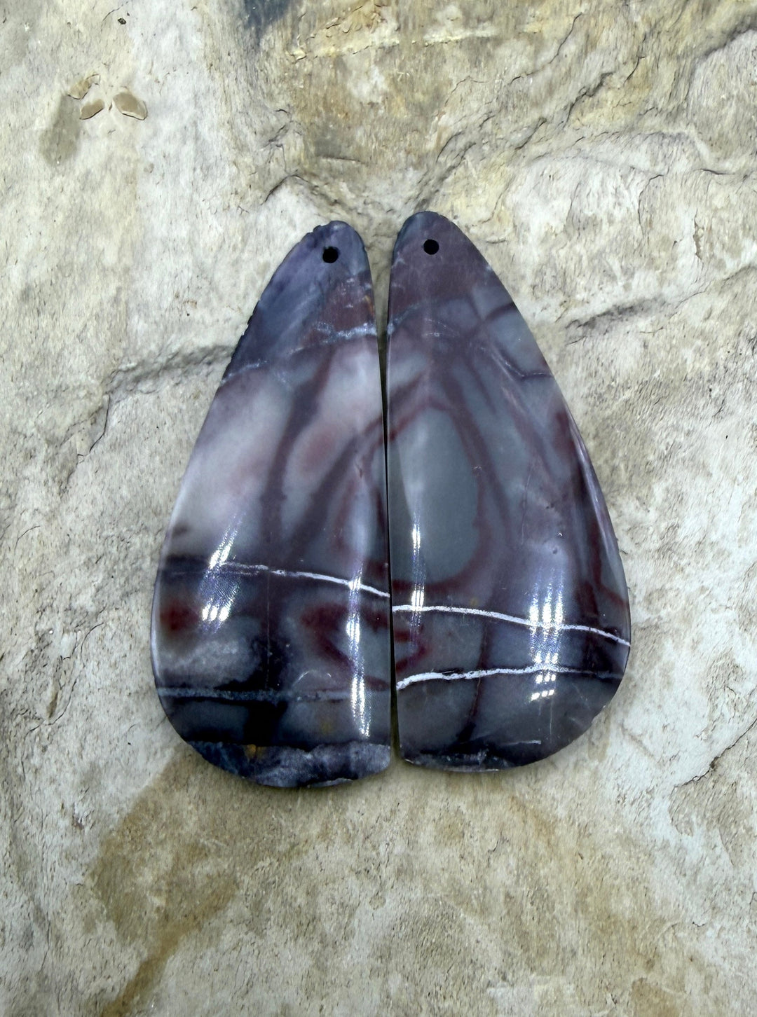 Sci-Fi Jasper (Mexico) Earring Slab Bead Pair 18x44mm