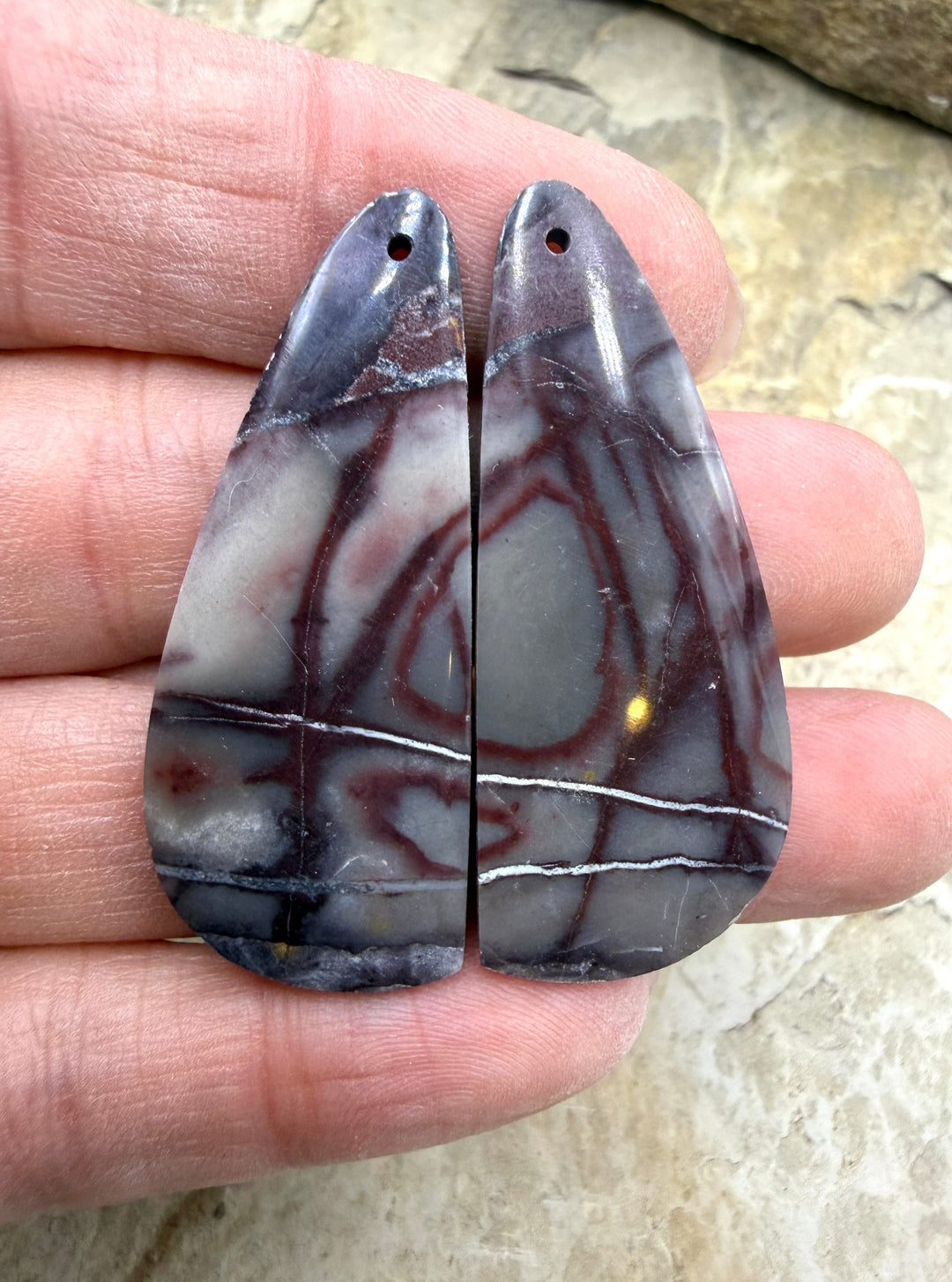 Sci-Fi Jasper (Mexico) Earring Slab Bead Pair 18x44mm