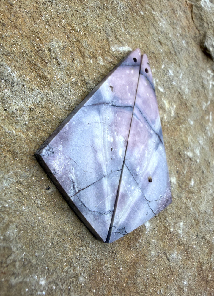 Sci-Fi Jasper (Mexico) Earring Slab Bead Pair 20x47mm