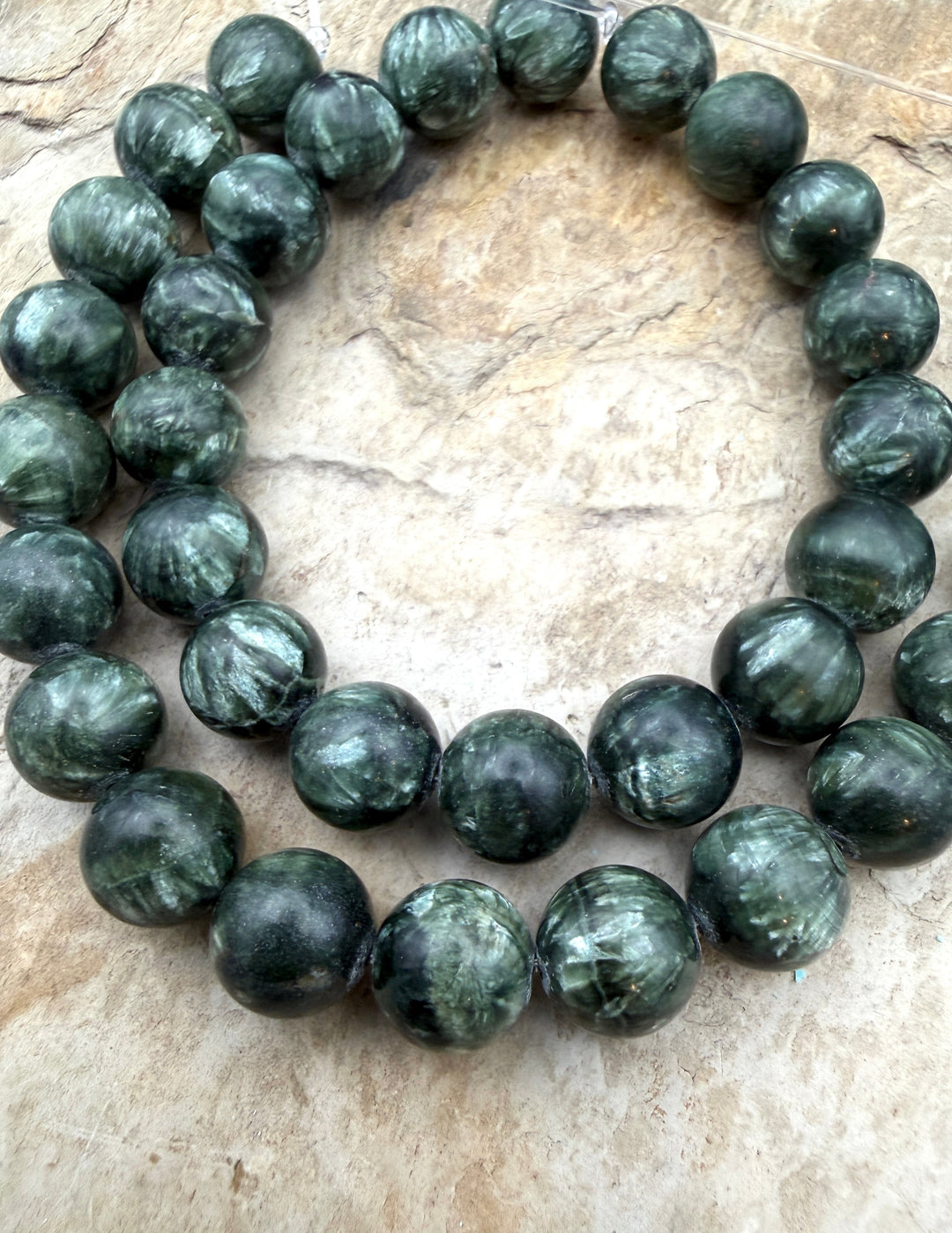 Seraphinite (Russia) 10.5mm Round Beads 8 Inch Strand/18