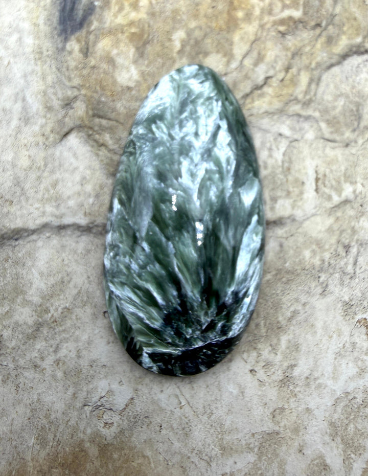 Seraphinite (Russia) Freeform Cabochon 21x40mm - Seraphinite