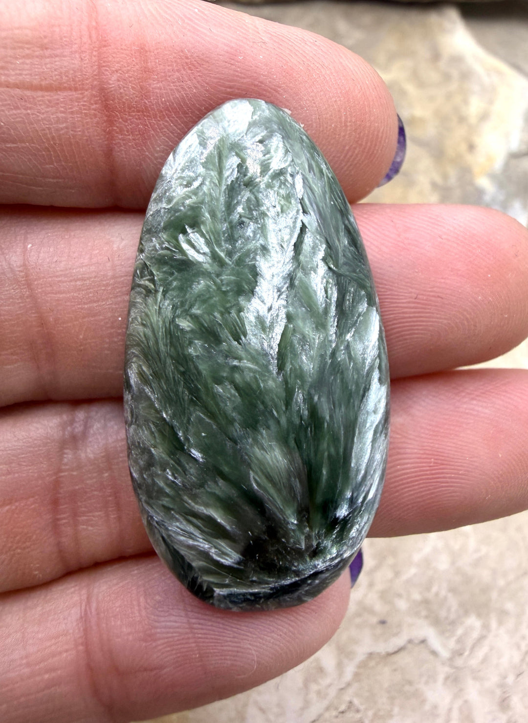 Seraphinite (Russia) Freeform Cabochon 21x40mm - Seraphinite
