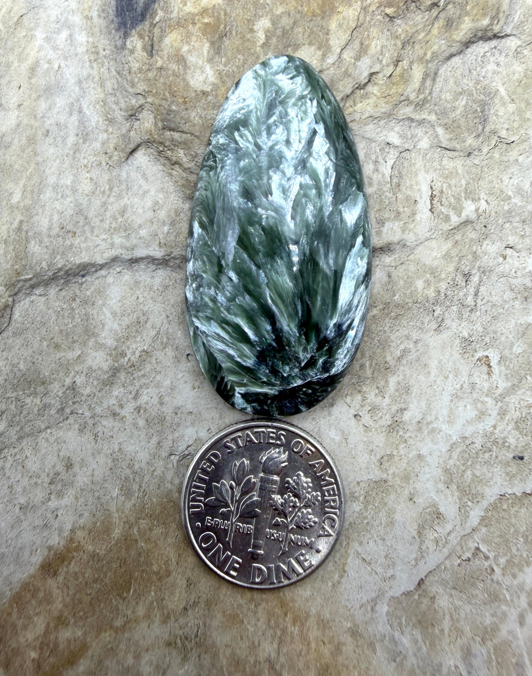 Seraphinite (Russia) Freeform Cabochon 21x40mm - Seraphinite