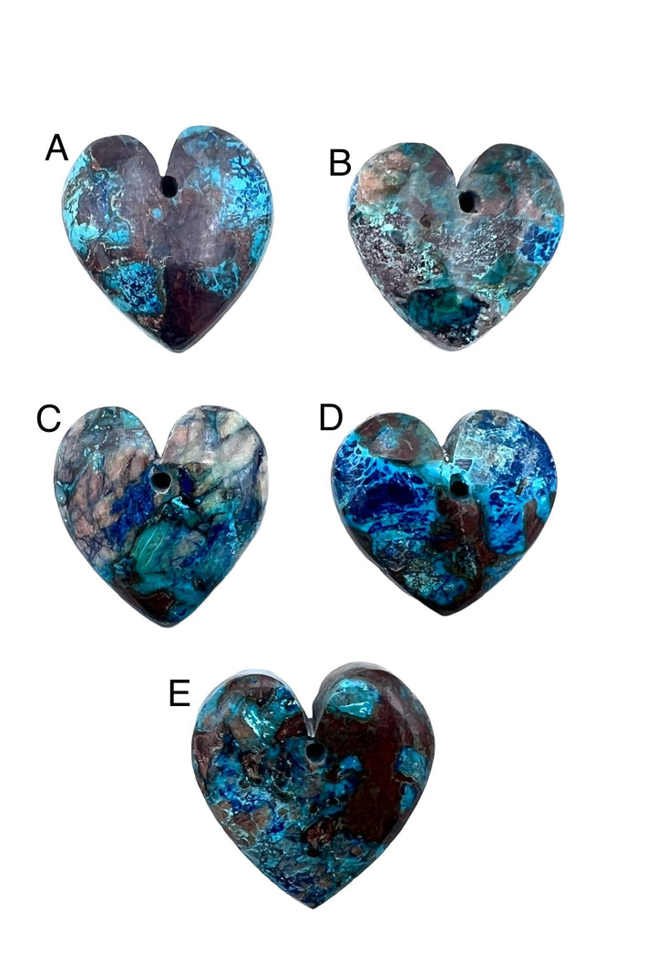 Shattuckite Heart Shaped Focal Pendants 25x24mm(Select one